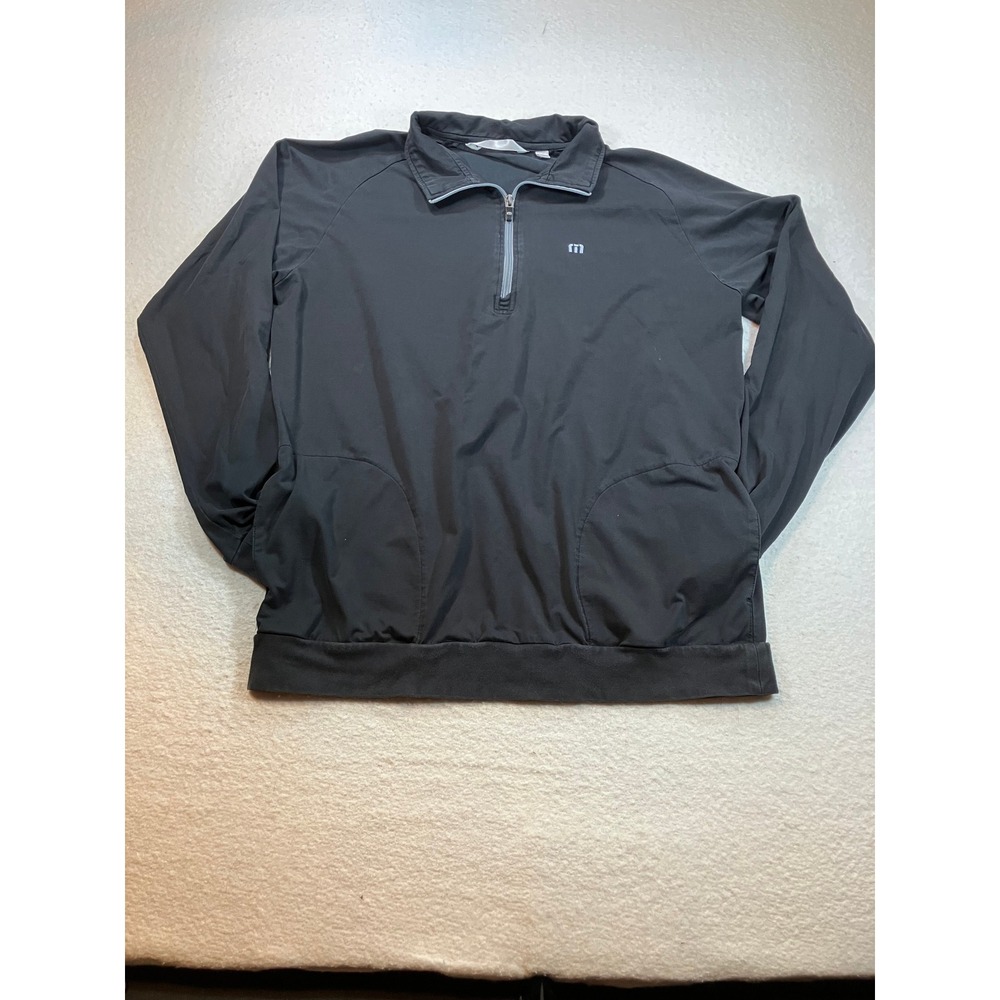 Travis Mathew Quarter Zip Pullover Mens XL Black Golf Performance Sweatshirt